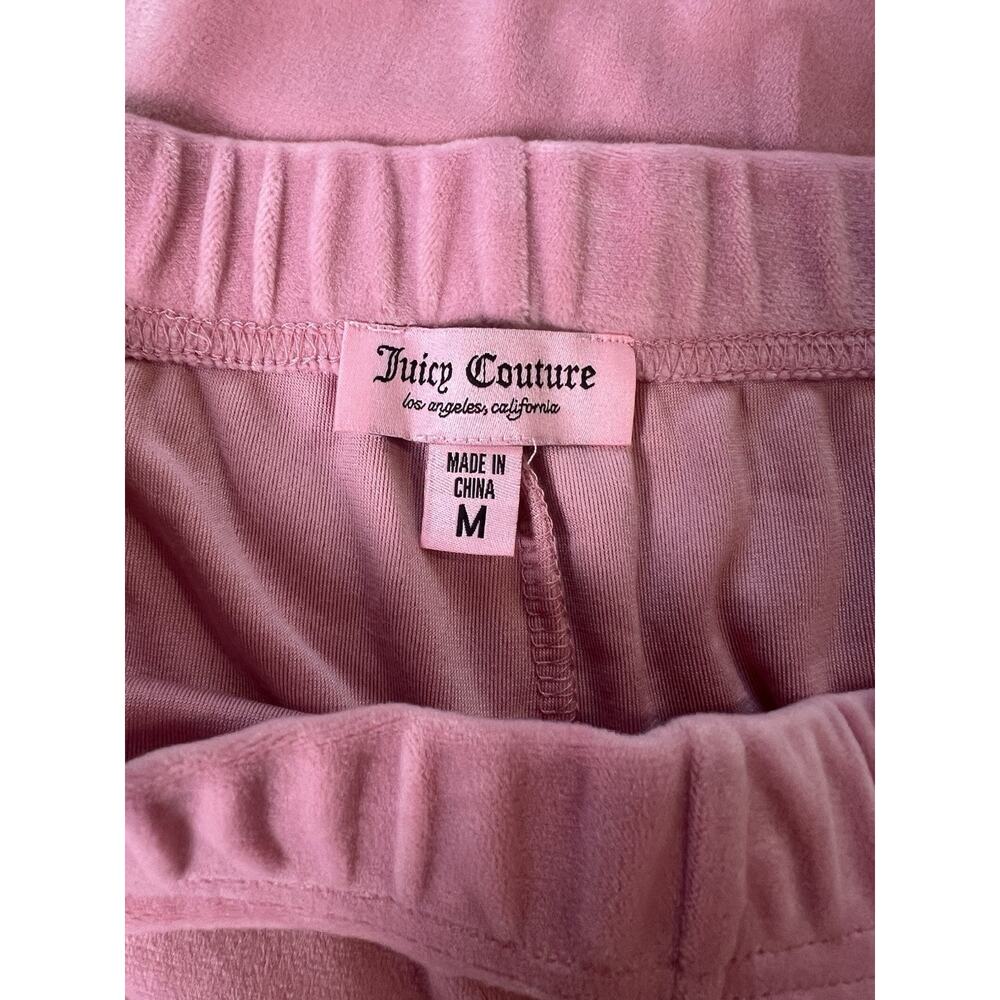 JUICY COUTURE 2 Pc Jogging Track Set Medium Top Pants Velour Rose Pink Bling NWT - Picture 16 of 16
